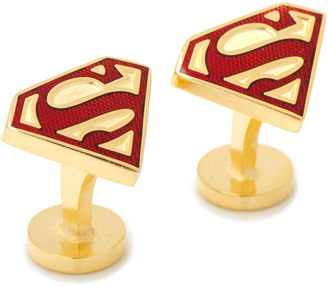 Asstd National Brand DC Comics Gold-Enamel Superman Shield Cuff Links