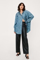 Thumbnail for your product : Nasty Gal Womens Palm Print Satin Oversized Shirt