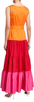 Thumbnail for your product : Milly Nicola Colorblock Tiered Poplin Maxi Dress