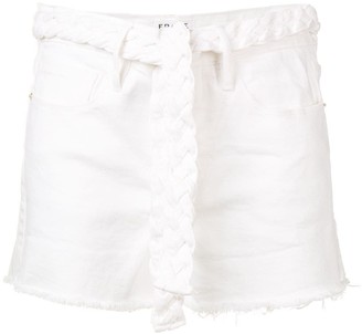 womens white distressed shorts