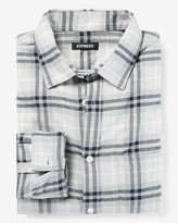 Thumbnail for your product : Express Slim Plaid Dressy Flannel Shirt