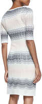 Thumbnail for your product : M Missoni 1/2-Sleeve Ripple-Stitch Dress