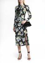 Thumbnail for your product : Tom Ford Floral Tie-Neck Belted Silk Midi Dress