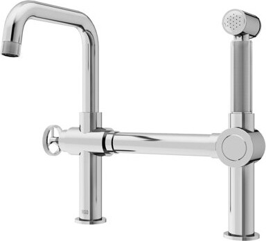 VIGO Cass 13 in. H Single-Handle High-Arc Widespread Bridge Kitchen Faucet with Pull-Out Side Sprayer