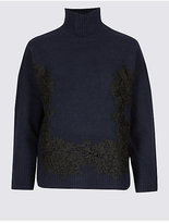 Thumbnail for your product : M&S Collection Lace Detail Turtle Neck Jumper