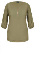 Thumbnail for your product : City Chic Sexy Fling Elbow Sleeve Top - Khaki