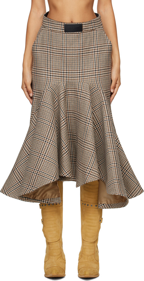 Godet Beige Skirt Knee Belle Knee-Length Skirt (Lining) – Stolen