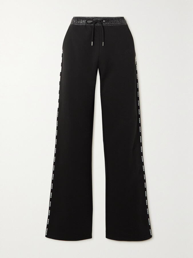 Moncler Appliquéd Shell-trimmed Cotton-jersey Sweatpants - Black