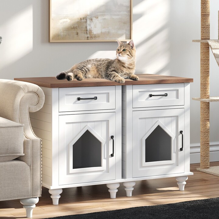 WAMPAT Pet Side Table,Cat Litter Box Enclosure,Litter Box Furniture Hidden, Cat House - ShopStyle