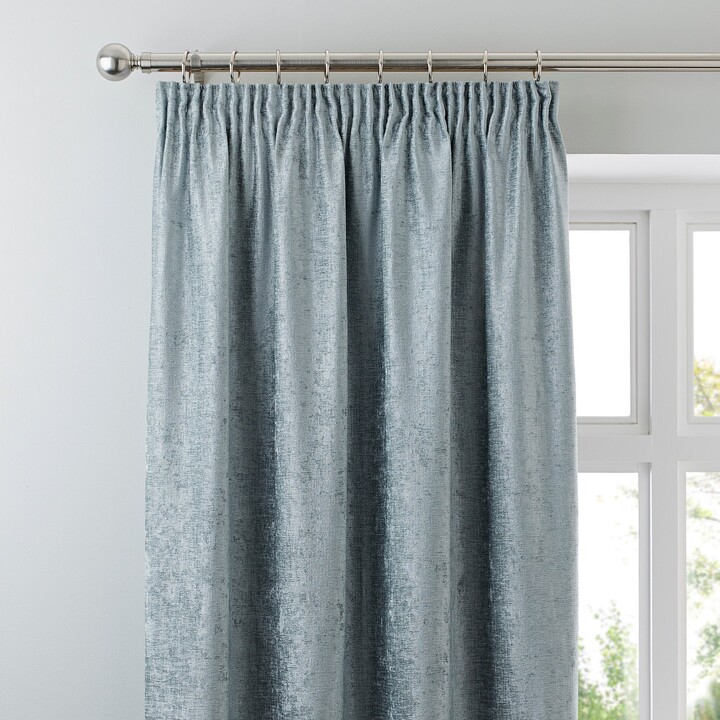 Dunelm Chenille DuckEgg Pencil Pleat Curtains Blue ShopStyle