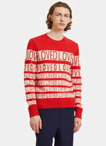 Thumbnail for your product : Gucci Loved Jacquard Wool Crew Neck Sweater in Red