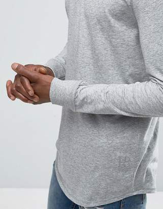 Selected Longline Long Sleeve Top with Curved Hem