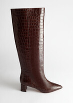 Thumbnail for your product : And other stories Croc Leather Knee High Boots
