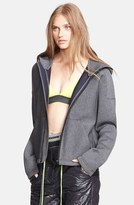Thumbnail for your product : Alexander Wang T by Leather Trim Scuba Knit Hoodie