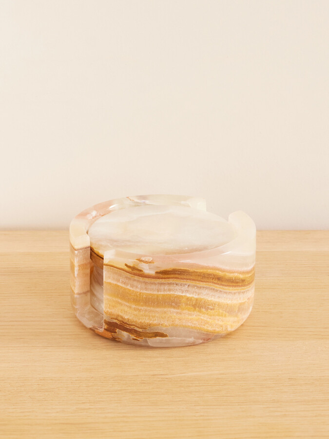 JIA JIA - Set Of Three Onyx Coasters - Brown