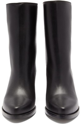 LEGRES Block-heel Leather Boots - Black