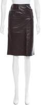 Thumbnail for your product : Agnona Leather Knee-Length Skirt