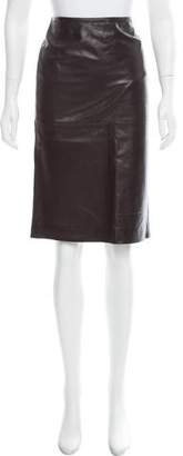 Agnona Leather Knee-Length Skirt