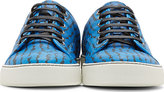 Thumbnail for your product : Lanvin Blue Leather Zebra Print Sneakers