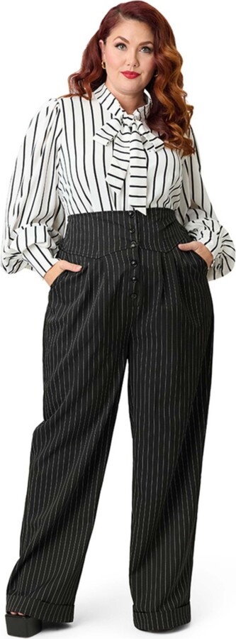 Unique Vintage Plus Size High Waist Women's Trouser