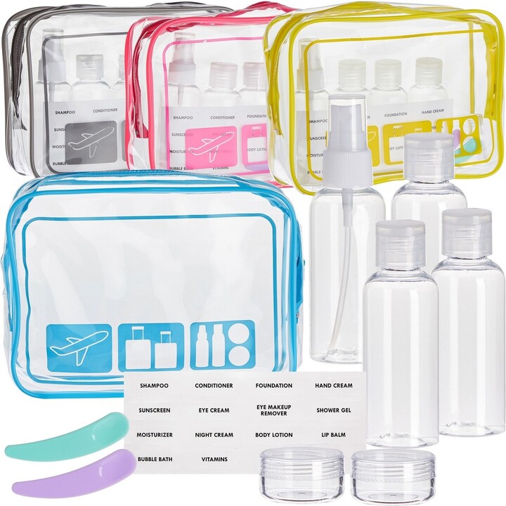 Okuna Outpost Set of 4 TSA Clear Toiletry Bags with Empty TSA Approved