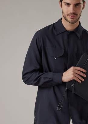 Giorgio Armani Regular-Fit Shirt In Lyocell With Pockets Applied On The Chest