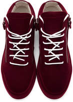 Thumbnail for your product : Giuseppe Zanotti Burgundy Flocked May London High-Top Sneakers
