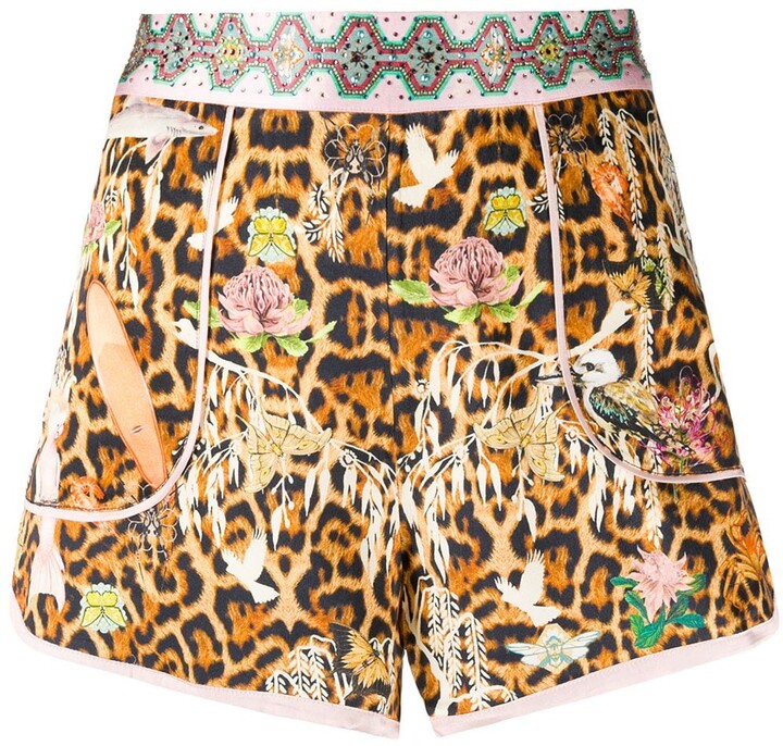 Camilla Fauna Electro-print silk shorts - ShopStyle