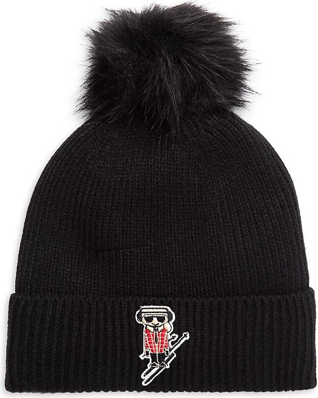 Karl Lagerfeld Paris Apres Ski Faux Fur Pom Beanie - ShopStyle Hats