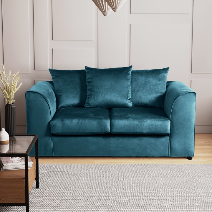 Dunelm Blake 2 Seater Soft Velvet Sofa Blue ShopStyle