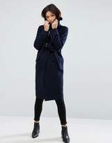Thumbnail for your product : ASOS Coat with Faux Fur Collar and Belt In Wool Mix