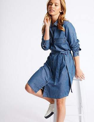 Marks and Spencer PETITE Shirt Midi Dress with Belt