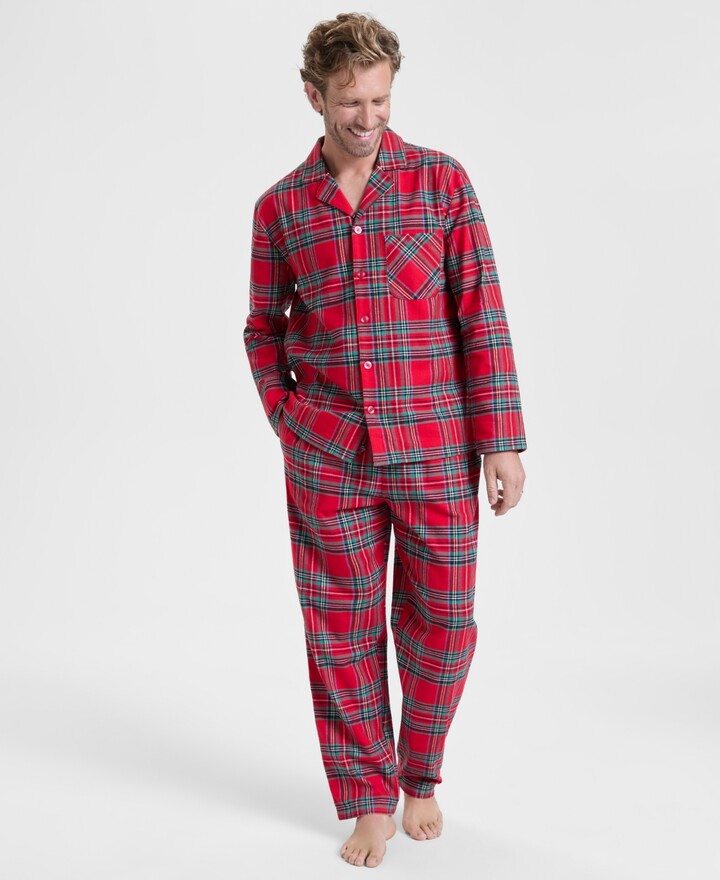 Holiday Lane Men's Brinkley Plaid Notch Collar Matching Family Pajamas Set, Created for Macy's