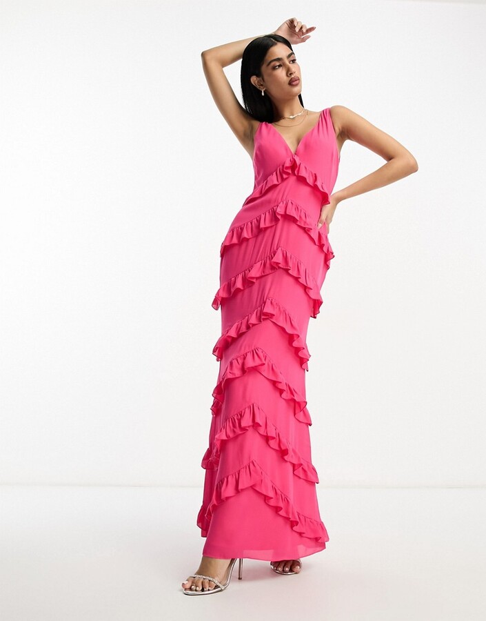 Pretty Lavish ruffle maxi dress in pink - ShopStyle