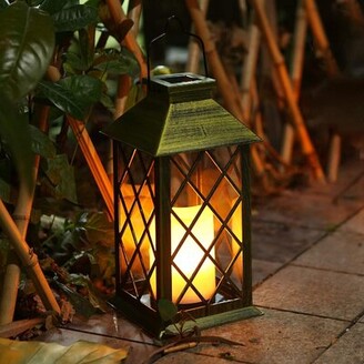 Casinlog Solar Lantern Outdoor Party Decorative Outdoor Garden Hanging Lantern LED Flickering Flameless Candle Mission Lights for Table Set of 2