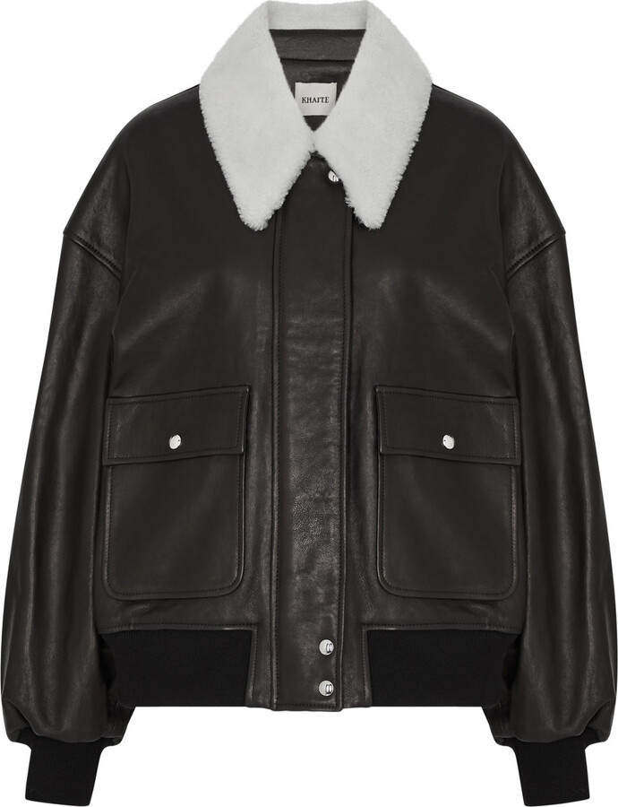 KHAITE Shellar Leather Bomber Jacket