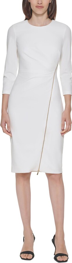 Calvin Klein Asymmetrical-Zip Sheath Dress - ShopStyle