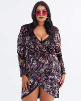 Thumbnail for your product : Floral Velvet Wrap Ruched Dress
