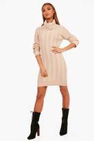 Thumbnail for your product : boohoo Roll Neck Cable Knitted Dress