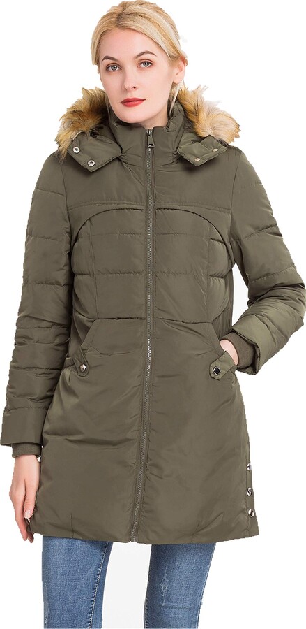 Polydeer Women's Classic Winter Jacket Soft Thickened Vegan Down Coat ...