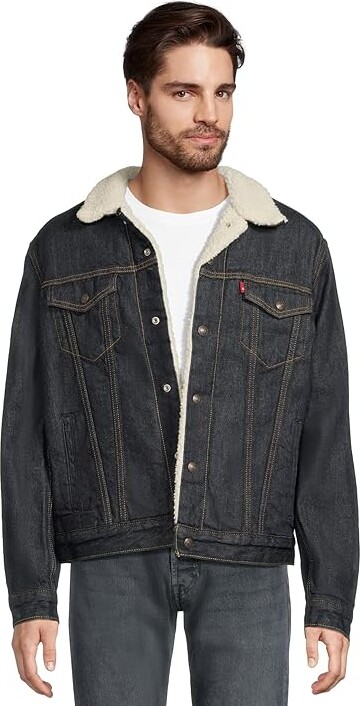 Levi's(r) Mens Relaxed Fit Plaid Trucker Men's Jacket Laredo Plaid Decadent Chocolate : LG Cotton/Denim