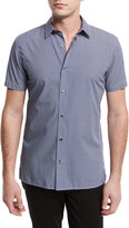 Thumbnail for your product : Vince Melrose Chevron-Print Jacquard Short-Sleeve Shirt, Blue
