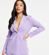 Thumbnail for your product : ASOS Petite ASOS DESIGN Petite jersey single breasted suit blazer in lilac