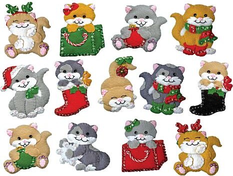 Designworks Design Works Felt Ornament Applique Kit Set Of 13 - Holiday Cats