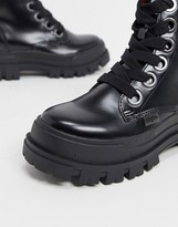 Thumbnail for your product : Buffalo David Bitton Aspha vegan lace up chunky heeled boots in black