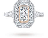Thumbnail for your product : Jenny Packham 18 Carat White Gold 0.90 Carat Diamond Ring With Rose Gold Milgrain