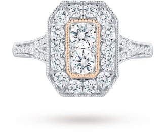 Jenny Packham 18 Carat White Gold 0.90 Carat Diamond Ring With Rose Gold Milgrain