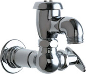 Chicago Faucets Manual Wall Mounted Service Sink Faucet with Vacuum Breaker Spout and Tee Handle