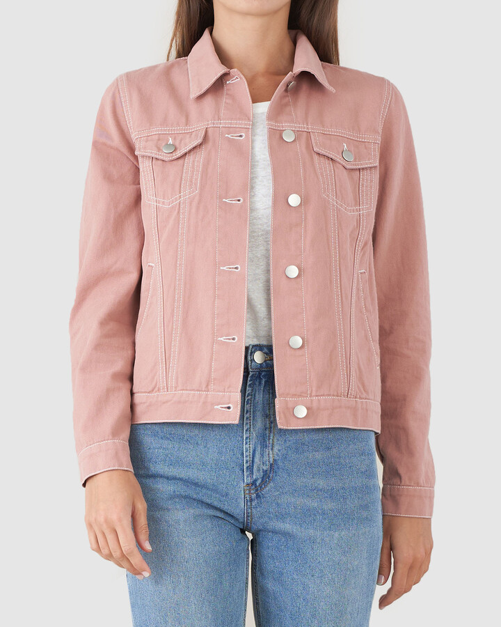 pink denim jacket size 18