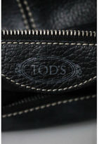 Thumbnail for your product : Tod's Black Pebbled Leather Silver Tone Stitched Trim Hobo Shoulder Handbag